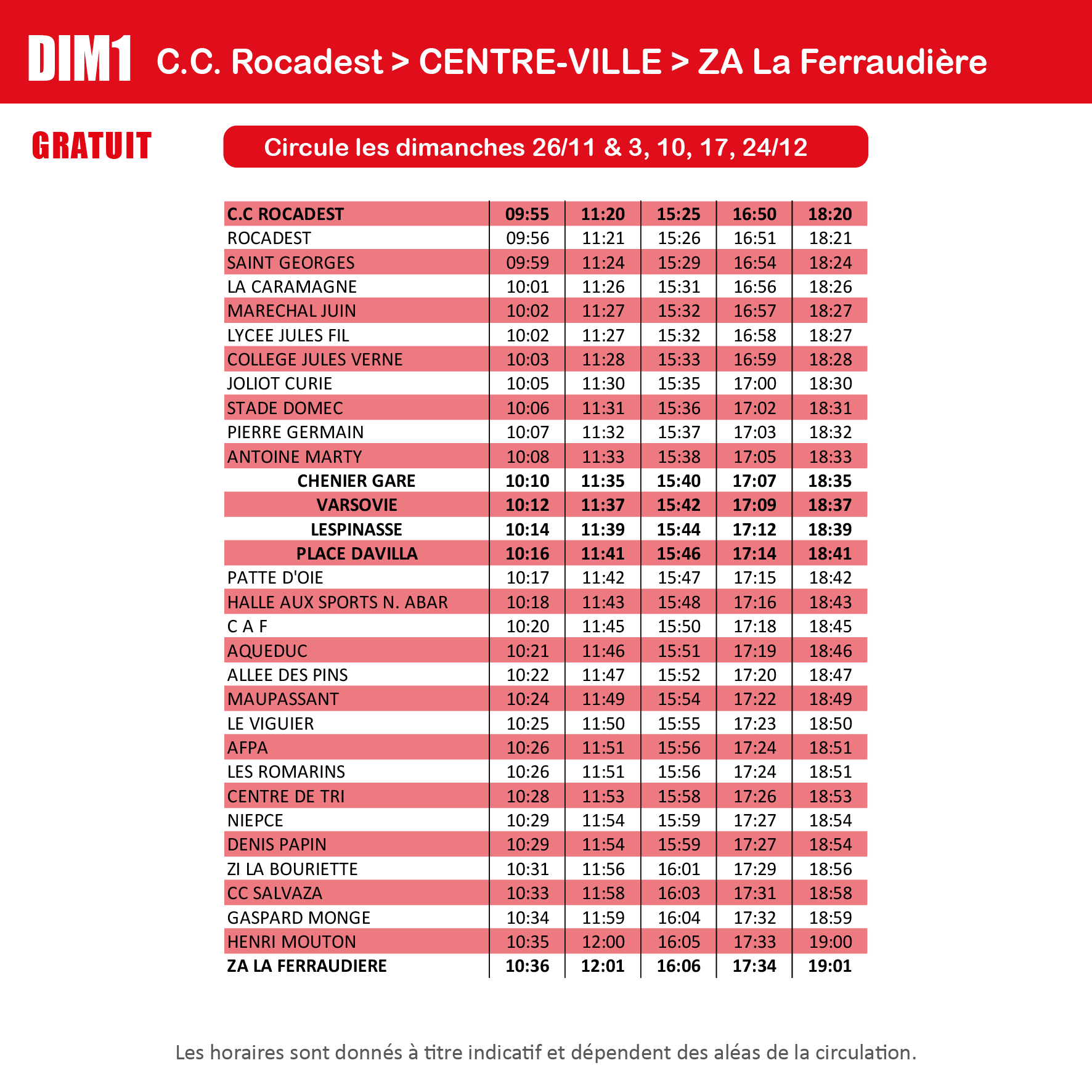 Horaires Bus de ville - MFCTG